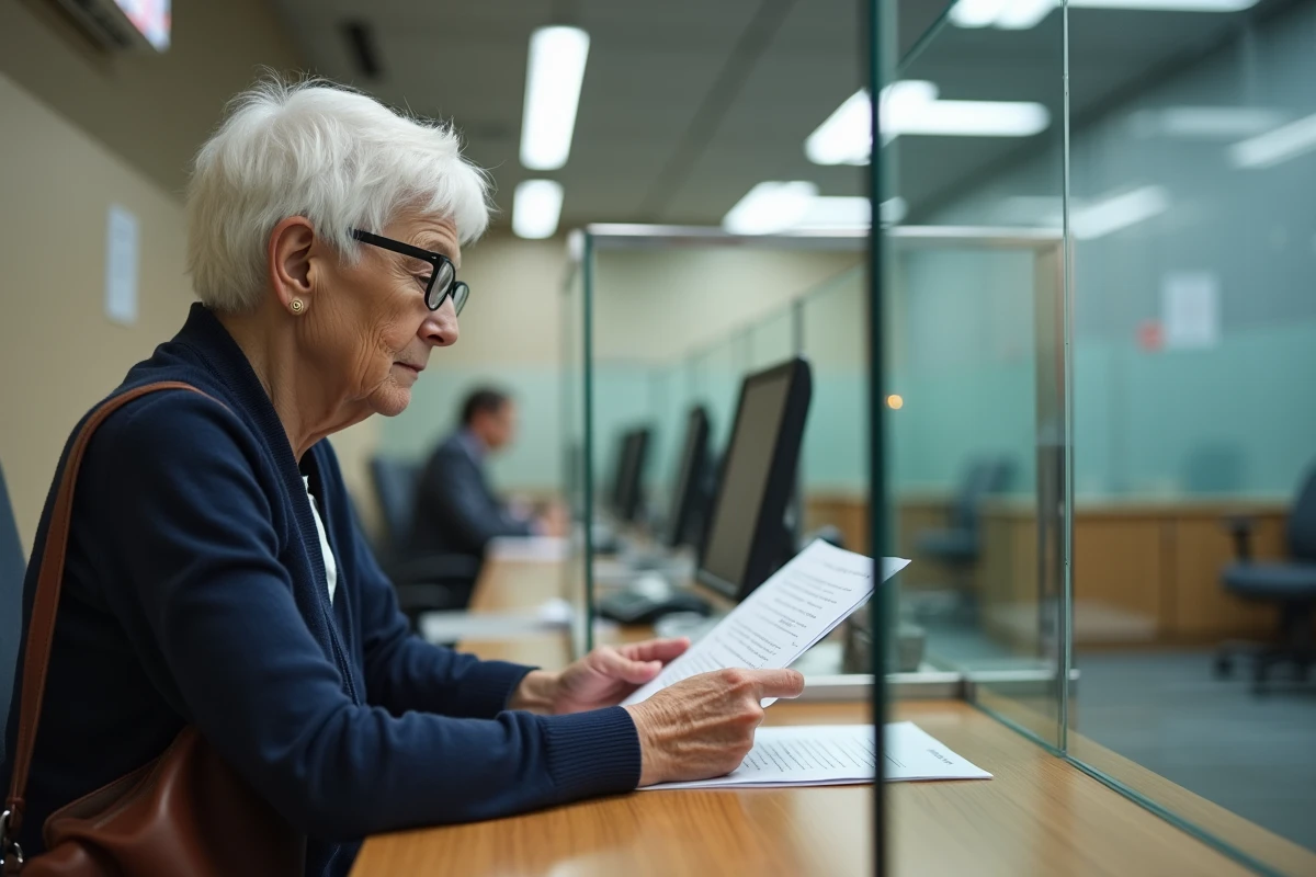 Une femme âgée de 74 ans lisant un courrier officiel concernant un avis défavorable à sa visite médicale pour le permis de conduire