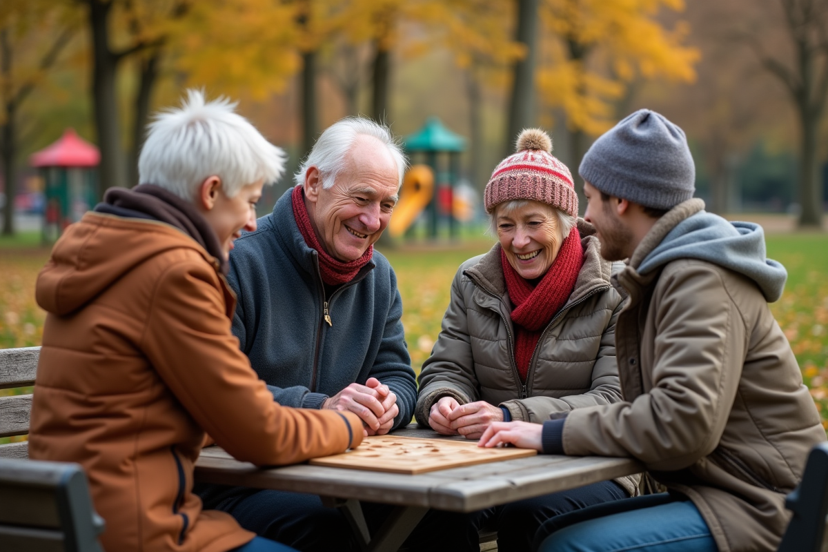 Famille multigeneration jouant aux jeux dans un parc