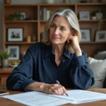 Femme d'âge moyen en réflexion avec documents légaux