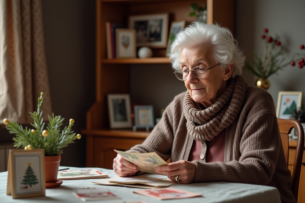 Femme âgée comptant des billets dans un salon accueillant