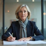 Femme d'une soixantaine d'années au bureau professionnel