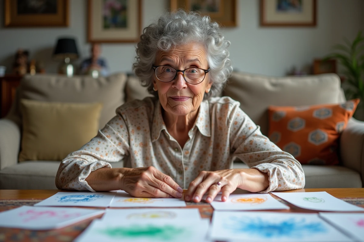 Grand-mère de 70 ans émue par les dessins d'anniversaire faits à la main par ses petits-enfants