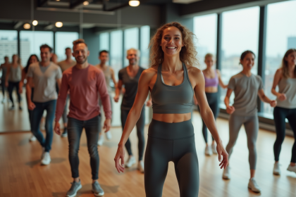 Groupe de danseurs divers dans un studio moderne