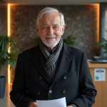 Homme âgé dans un crematorium en réception calme