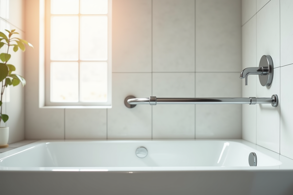 Salle de bain moderne avec barre d'appui sécurisée